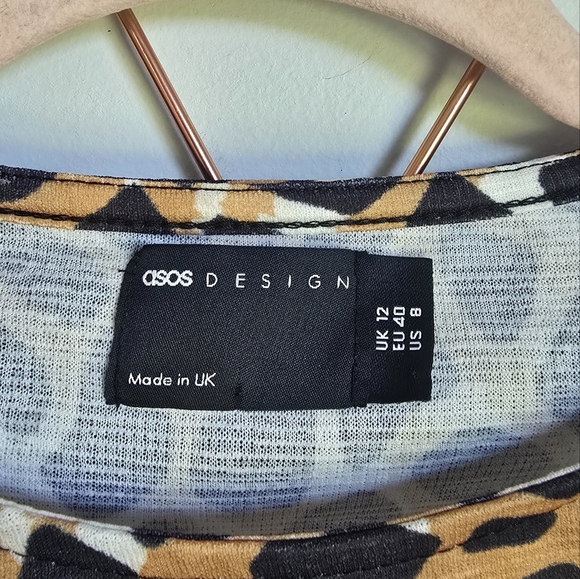 ASOS Design, New Oversized Long Blouson Sleeve Animal Print Mini Dress Size 8 - Picture 11 of 14